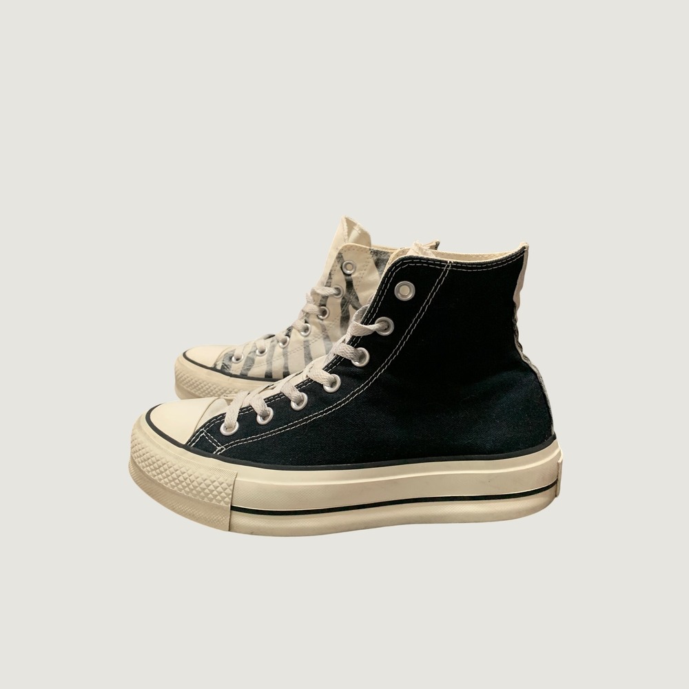 Converse Sneakers Womens 7.5 Chuck Taylor All Star Lift Hi Black Zebra 171209C